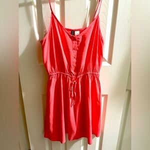 Spaghetti Strap Peach Summer Mini Dress